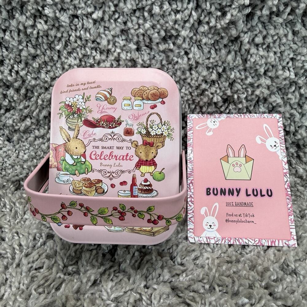 Bunny Lulu Keychain With Tin New Bunny Keychain Rabbit Fur Pink Soft Brand New